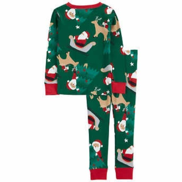 Carter's Kids' 4-piece Holiday Pajamas, Green - Picture 7 of 8